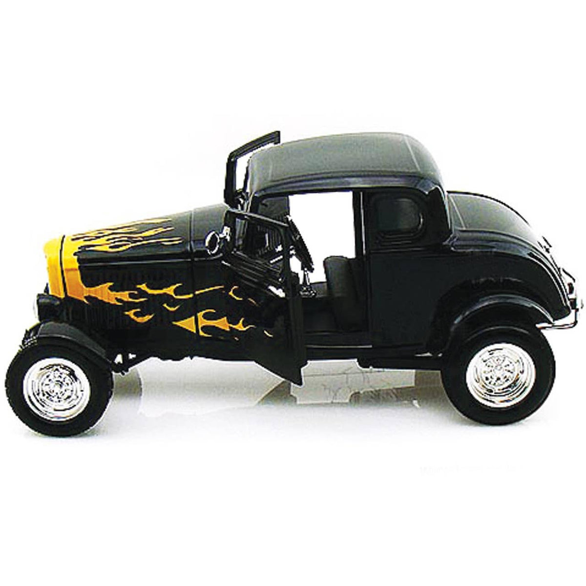 1932 Ford Hot Rod - Black Flames 1:18 Scale